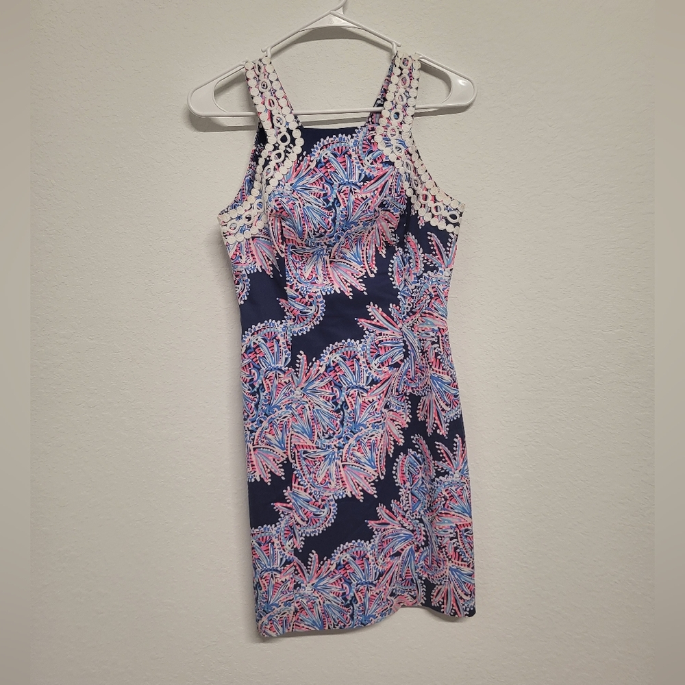 Lilly Pulitzer Makayla Stretch Shift Oyster Bay Blue Sleeveless Dress - Size 00